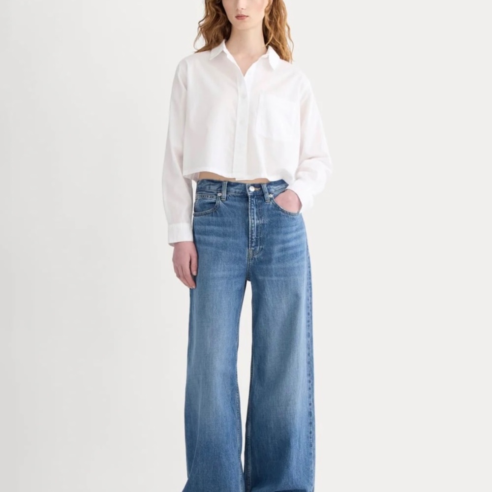 Everlane Cropped White Button Down Size Small